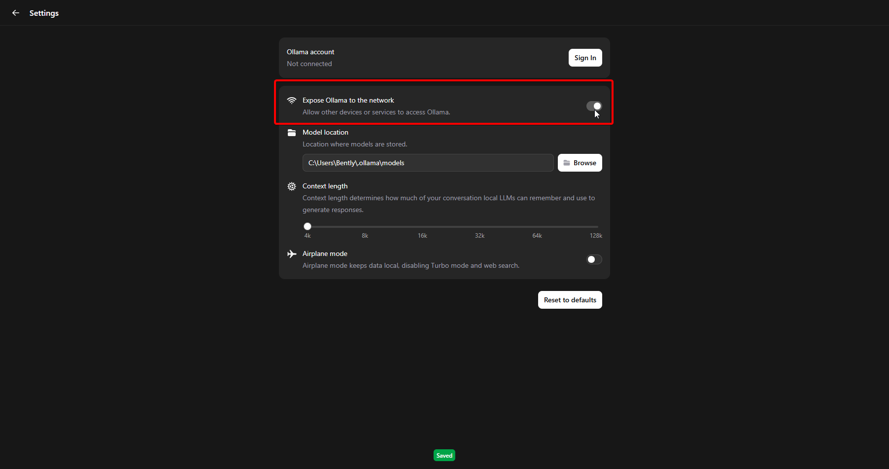 Expose Ollama to Network
